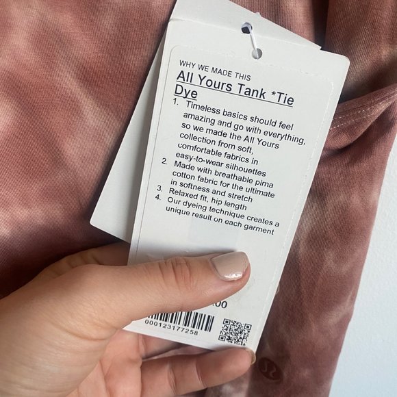 Lululemon All Yours Tank *Tie Dye Marmoleado NWT - Picture 7 of 7